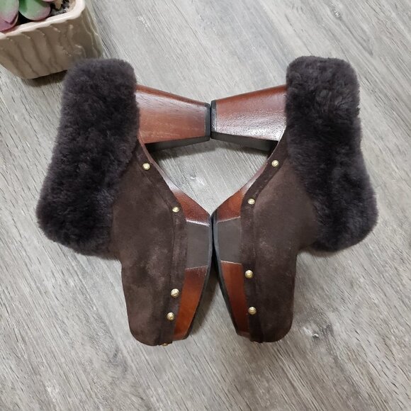 Rockport Katja Shearling Mule Brown Suede Sz 7 - Picture 3 of 10